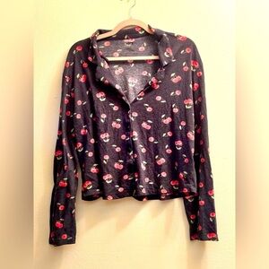 Victorias Secret cherry long sleeve pajama top,size large